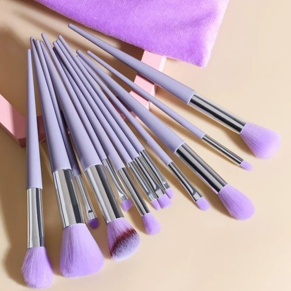 Makeup Brush Set In Velvet Bag (13 Pcs)