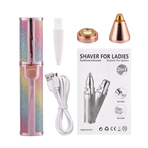 (2 In 1) Electric Eyebrow Trimmer Painless Eye Brow Epilator Facial Body Hair Remover