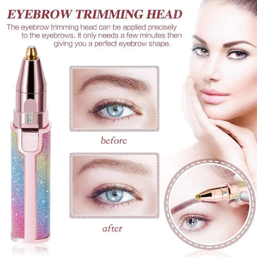 (2 In 1) Electric Eyebrow Trimmer Painless Eye Brow Epilator Facial Body Hair Remover