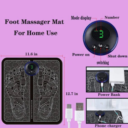 EMS Foot Massager Mat – Electric Acupuncture Cushion for Pain Relief & Blood Circulation