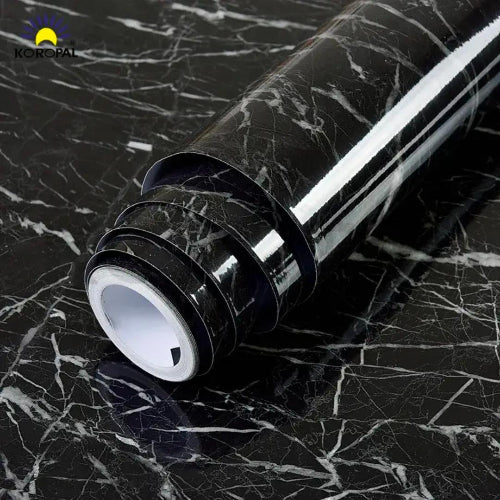 Self-Adhesive Black Marble Sheet – Waterproof, Oil & Heat Resistant Wallpaper for Kitchen