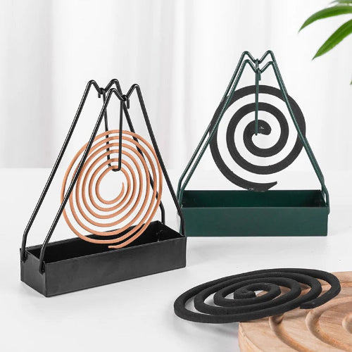 Wrought Iron Mosquito Coil Holder – Triangular Stylish Incense Rack for Home, Bedroom & Patio