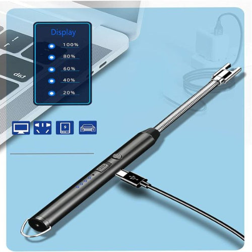 Arc Lighter with USB Charging – Flameless, Windproof, 360° Rotate & LED Battery Display