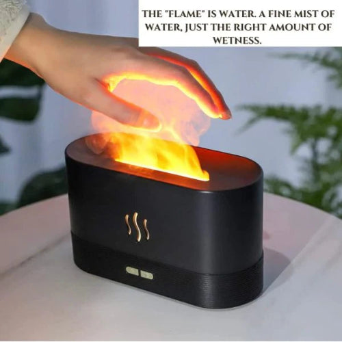 Flame Air Diffuser & Humidifier – Portable Noiseless Aroma Diffuser with Adjustable Flame Effect