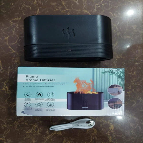 Flame Air Diffuser & Humidifier – Portable Noiseless Aroma Diffuser with Adjustable Flame Effect