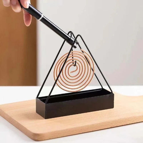 Wrought Iron Mosquito Coil Holder – Triangular Stylish Incense Rack for Home, Bedroom & Patio