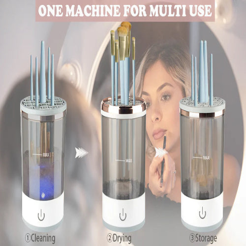 USB-Powered Electric Makeup Brush Cleaner – Portable, Automatic Spinner with Cleaning Mat