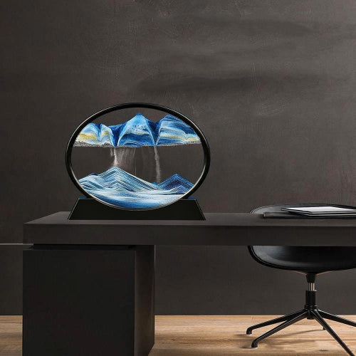 3D Dynamic Sand Art Frame – 7-Inch Round Liquid Motion Sandscape for Home & Office Decor