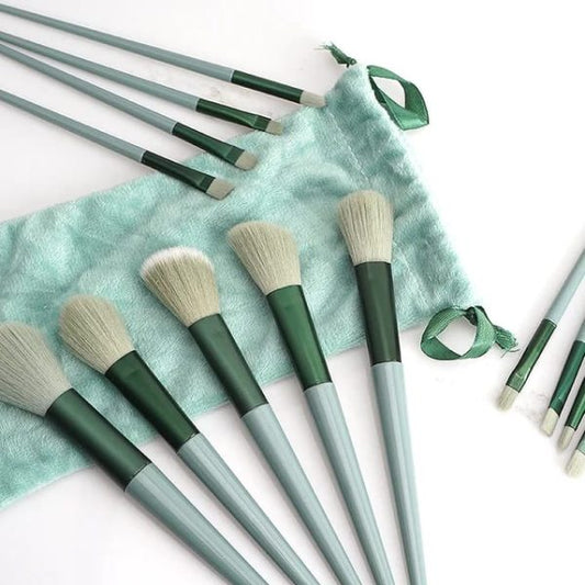 Makeup Brush Set In Velvet Bag (13 Pcs)
