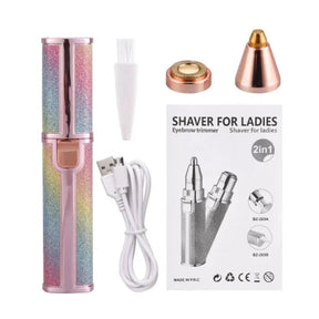 (2 In 1) Electric Eyebrow Trimmer Painless Eye Brow Epilator Facial Body Hair Remover