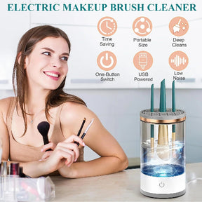 USB-Powered Electric Makeup Brush Cleaner – Portable, Automatic Spinner with Cleaning Mat