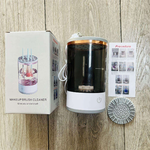 USB-Powered Electric Makeup Brush Cleaner – Portable, Automatic Spinner with Cleaning Mat