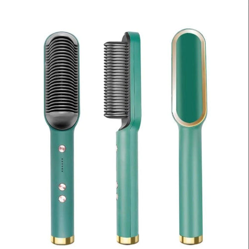 2 In 1 Electric Hair Straightener Brush and Curler-Heating Styling Tool for Straightening and Curling Hair