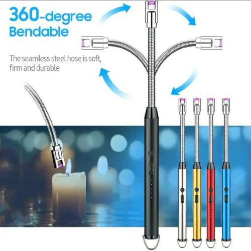 Arc Lighter with USB Charging – Flameless, Windproof, 360° Rotate & LED Battery Display