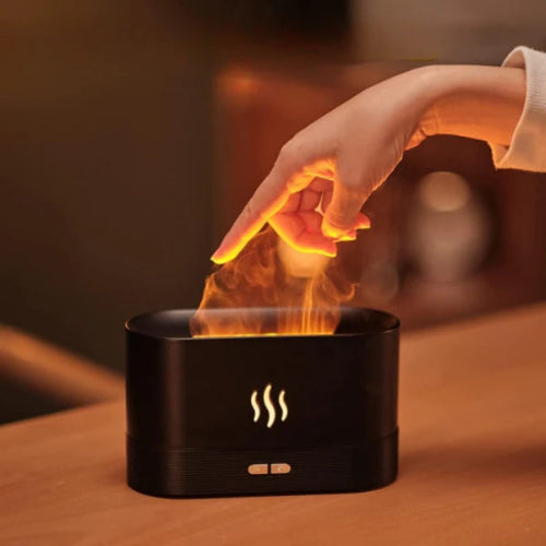 Flame Air Diffuser & Humidifier – Portable Noiseless Aroma Diffuser with Adjustable Flame Effect