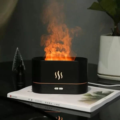 Flame Air Diffuser & Humidifier – Portable Noiseless Aroma Diffuser with Adjustable Flame Effect