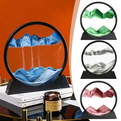 3D Dynamic Sand Art Frame – 7-Inch Round Liquid Motion Sandscape for Home & Office Decor
