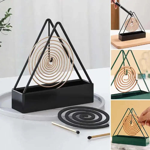Wrought Iron Mosquito Coil Holder – Triangular Stylish Incense Rack for Home, Bedroom & Patio