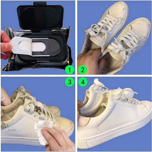 Premium Shoe Cleaner Wipes – Travel-Friendly Disposable Wipes for White Sneakers & Textured Shoes